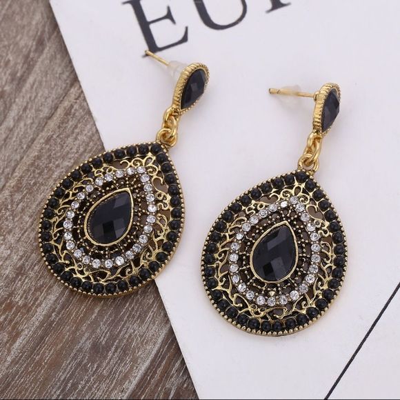 Vintage styl Ethnic boho Waterdrop Crystal Earring - Picture 2 of 7